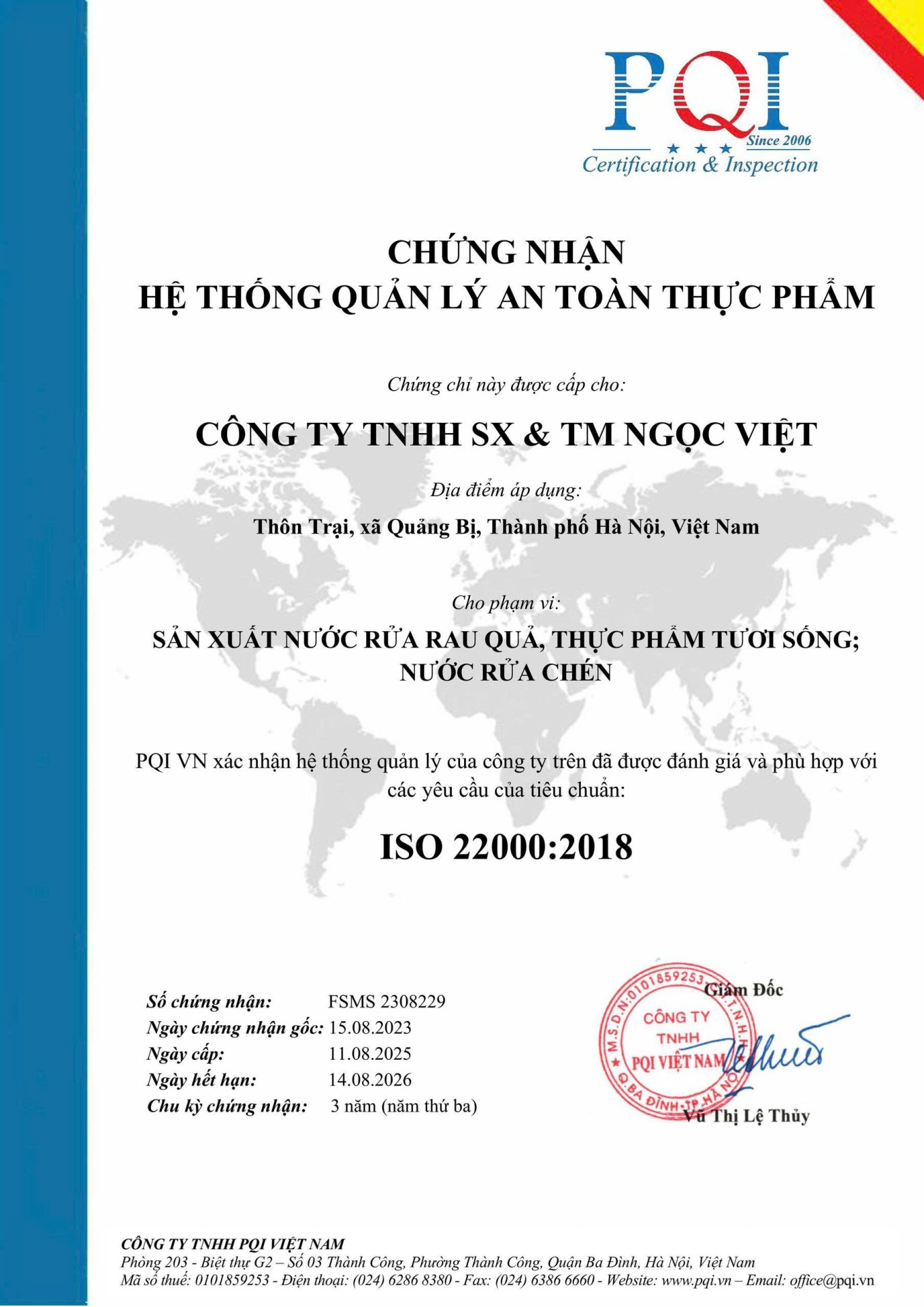Chứng nhận ISO 22000 về quản lý an toàn thực phẩm